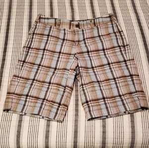 Size 12, Blue, Brown, Pink Merona Plaid Shorts